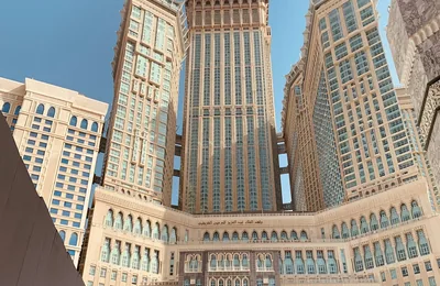 Makkah Clock Tower and minarets above the Haram — umrah packages uk